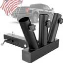 Trailer Hitch Flag Pole Holder, Heavy Duty Triple Flagpole Mount Fit for Standard 2" Hitch Receiver, Universal Flag Pole Compatible with Truck, Jeep, RV, SUV, Pickup, Camper, Trailer (Black)