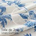 jinchan Linen Toile Curtains Floral Printed Curtain 96 Inches Long for Living Room Toile de Jouy Farmhouse French Country Curtain Grommet Top Light Filtering Drapes for Bedroom 2 Panels Blue on Beige