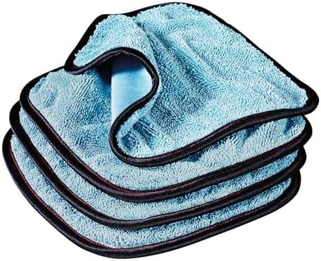 Griot's Garage PFM Dual Weave Glass Towels for Car Windows and Windshield Cleaning, Cloths for Auto Detailing, Double-Sided, Set of 4, 9" x 9", 55582