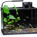 NICREW 2.5 Gallon Nano Nature Aquarium Kit, Ultra-Clear Rimless Desktop Fish Tank with Light, Filter, Gravel and Rock, Perfect for Small Fish, Shrimp, or Betta, Complete Version, Black