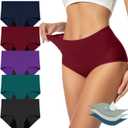 Period Underwear for Women High Waisted Cotton Soft Menstrual Period Panties Briefs (Large, Multicolor)
