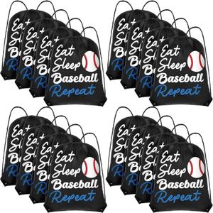 Windyun 16 Pcs Ball Drawstring Backpack Bulk Lightweight Draw String Bags Cinch Bags Drawstring Cinch Sack Tote(Baseball)