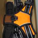 PHOEPET No Pull Dog Harness Medium Reflective Front Clip Vest with Handle,Adjustable 2 Metal Rings 3 Buckles,[Easy to Put on & Take Off](M, Orange)