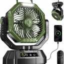 HAWANA Portable Fan Rechargeable20000mAh Camping Fan with 360 Airflow, Battery Powered Ventilador Recargable with Stepless Wind Speeds, 3 Timing, Hanging Hook for Camping, Tents, BBQ, Fishing (Green)