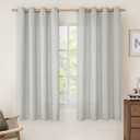 LAMIT Linen Window Curtains for Bedroom, 63 inch Grommet Thick Linen Drapes Light Filtering Privacy Sheer Curtains for Living Room, Set of 2 Panels (52 x 63 Inch, Light Grey)