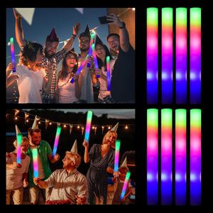 Glow Sticks Bulk, 56 Pcs LED Foam Glow Sticks, Christmas Party Favors with 3 Modes Colorful Flashing, Glow in The Dark Party Supplies Light Up Toys for Parties, Wedding, Birthday, New Years, Concert