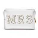 Y1tvei Bride Patch Letter Makeup Bag for Women Bridesmaid Engagement Gift for Her White Pearl Rhinestone Travel Toiletry Bag Make Up Bag Pouch for Purse Bridal Shower Gifts for Engagement Wedding