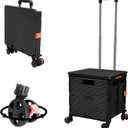 FELICON SELORSS Foldable Utility Cart Folding Portable Rolling Crate-Black
Durable,Heavy Duty,Plastic Box,Telescoping Handle,4 Rotate Wheels,Collapsible Handcart for Travel Shop Move Luggage Office