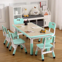 6 Chairs Set: Toddler Activity for 1-8 Year Olds with Craft Desk, Durable Kids Desk and Chair Set for Bedrooms, Playroom, and School, G-Multi, 48" Table x 6 Chair Set