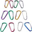 12Pcs Aluminum Carabiner D Ring, 1.8/2.2/2.4 Inch Lightweight D Shape Keychain Clip,Multipurpose D-Ring Carabiner Buckles (3 Sizes, 4 Pieces Each, Randomly Mixed with 4 Colors).