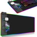 ExtreLife Wireless Charging Mouse Pad, RGB Gaming Mousepad, 31.5"x11.8" Extra Large Desk Mat, 13 Light Modes, Ultra-Smooth Surface, Non-Slip Base, Waterproof Computer Keyboard Pad for Laptop, Black