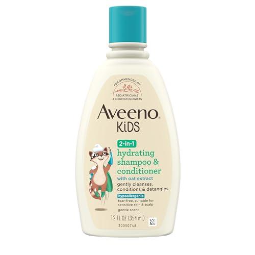 Aveeno Kids 2-in-1 Hydrating Shampoo & Conditioner, Gently Cleanses, Conditions & Detangles Kids Hair, Formulated With Oat Extract, For Sensitive Skin & Scalp, Hypoallergenic, 12 fl. oz