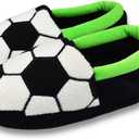 Little Kids Big Boys Warm Slippers with Soft Memory Foam Slip-on Indoor Football Slippers, 10/11