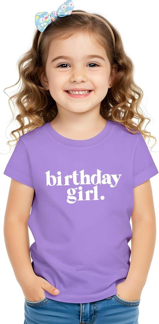 Birthday Girl Shirt Outfit Year Old Kids for Toddler 1st 2nd 3rd 4th 5th 6th 7th (Purple)