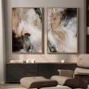 Large Framed Neutral Abstract Set of 2 Wall Art for Living Room, Minimalist Contemporary Modern Canvas Artwork for Walls, Brown Beige Gray Painting Print Wall Decor Bedroom Hallway Office, 24x36 Inch, 24" W x 36" H x 2Pcs