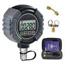 Digital Vacuum Gauge HVAC Micron Gauge Tester 0-75000 Microns, HVAC Vacuum Pressure Gauge with Audible Alarm, 7/16-20 UNF 1/4" SAE Port, Backlit LCD, T-Connector&Extension Adapter for AC Refrigeration
