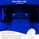 4 Pack RV Interior Ceiling Dome Light 4.5 Inch, Press Dimmer Switch & Blue Nightlight,12V Dimmable Puck Light for Motorhome Trailer Fifth Wheel Truck Coach Enclosed Trailer(3000K)