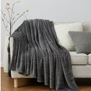 Fleece Throw Blanket for Couch Grey 230" x 260"