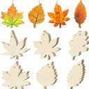 36PCS Wooden Fall Ornaments to Paint Thanksgiving Decorations, 6 Styles DIY Blank Autumn Unfinished Wood Maple Leaves Turkey Pumpkin Halloween Cutouts Ornament for Crafts Birthday Party Gifts Hanging