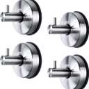 YOHOM Vacuum Suction Cup Hooks Shower Towel Holder Bathroom Shower Hook Brushed Stainless Steel Suction Towel Rack Kitchen Storage Organizer for Bathrobe Loofah Washcloth, 4Pcs