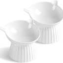 Ceramic Raised Cat BowlTilted Raised Bowl Anti Vomit for Indoor Cats Whisker Friendly Pet Feeder for Cats Puppies, Microwave and Dishwasher Safe (White-2 Pack)