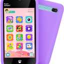 MOMILLA Kids Smart Phone Toys for Girls, 3.97 Touchscreen, Dual Cameras with Stickers, 200+ Games & 16GB Storage, Christmas Birthday Gifts for Kids Age 3-10, Educational Mini Toddler Play Phone Toy (Purple)