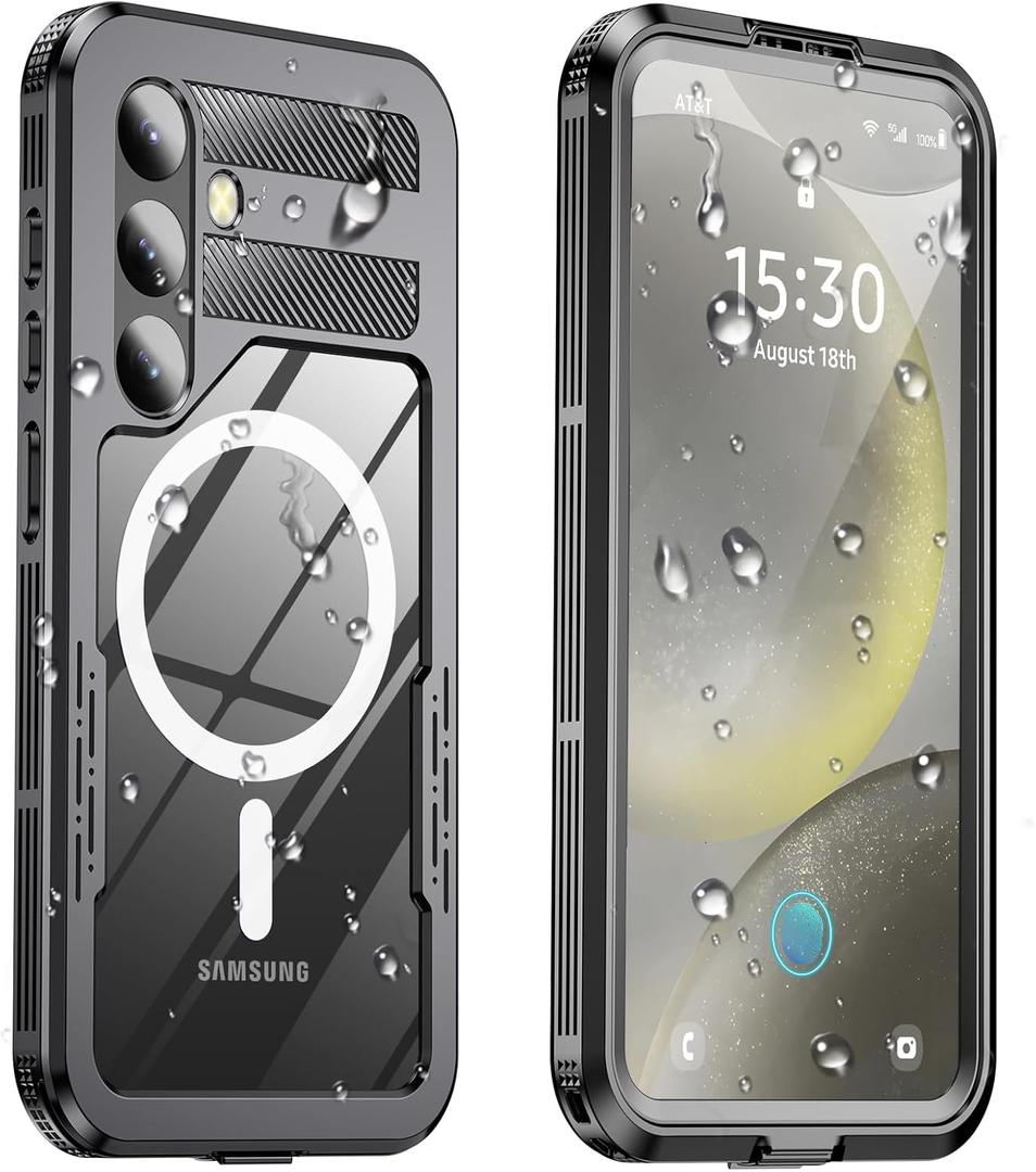 for Samsung Galaxy S24 Plus Waterproof Case, [Fit for Magsafe] [Built-in Screen Protector] [Military Shockproof], IP68 Water Proof Rugged Heavy Duty Magnetic Case for S 24 Plus 6.7", Black
