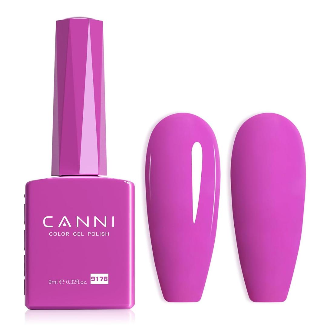 CANNI Neon Purple Red Gel Nail Polish, 1Pcs Red Purple Gel Polish Deep Color Soak Off U V Nail Manicure Salon DIY at Home