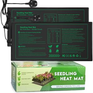 NAMOTEK Plant Heat Mat, 52 * 24cm -2 Pack Durable Waterproof Seed Germination Heating Mat, Warm Hydroponic Heating Pad MET Standard UK Plug