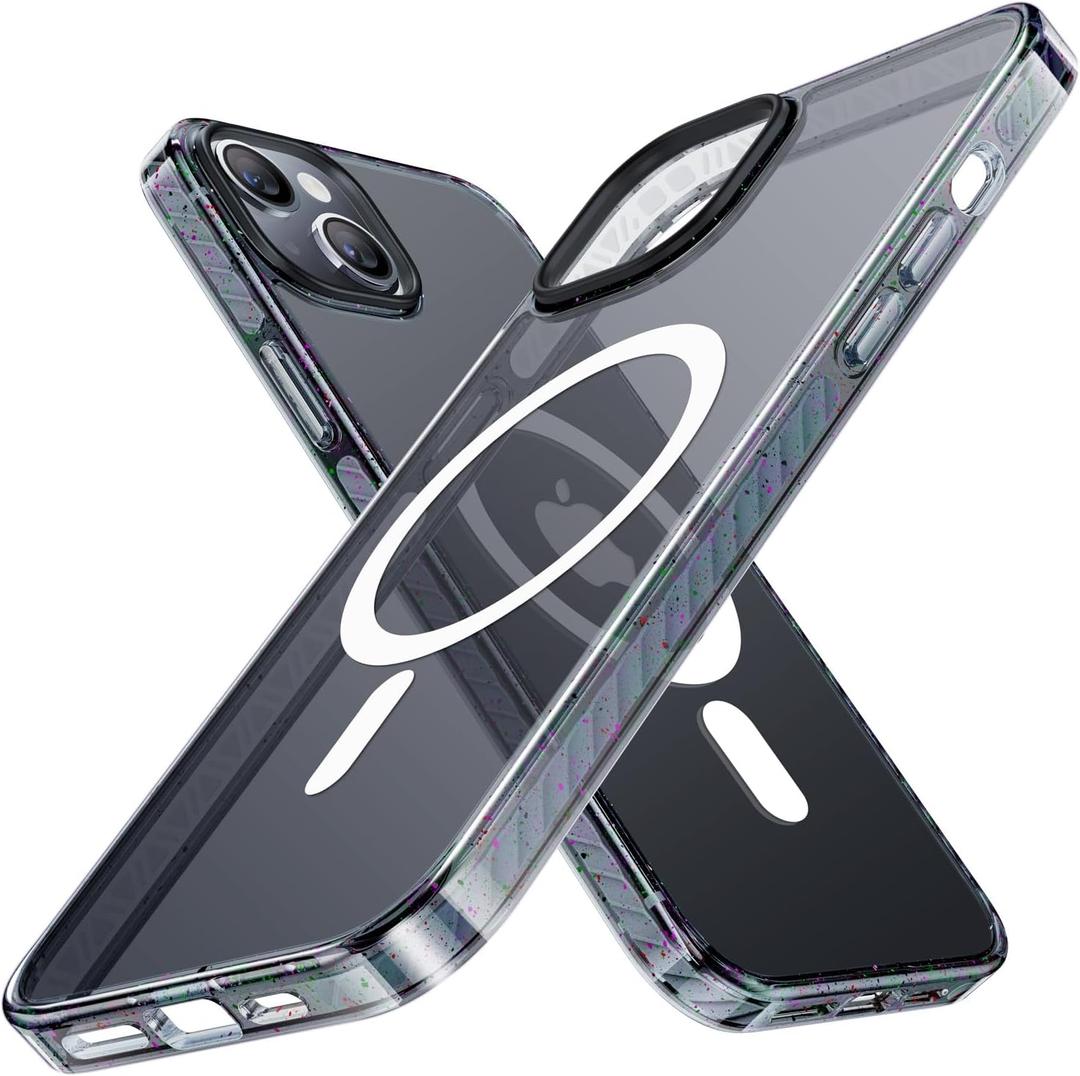 TORRAS 2023 Upgraded Magnetic iPhone 13/14 Case [12FT Military Grade Protection, Compatible with MagSafe, Non-Yellowing] Shockproof Bumper Phone Case, Glittery Black