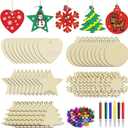 BROTOU 50PCS DIY Wooden Christmas Ornaments, Unfinished Wood Ornaments Crafts for Holiday, Festival, Wedding Party, Christmas Crafts for Kids