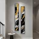 Framed Long Narrow Vertical Abstract Wall Art Set, 2 Piece Black White Gold Luxury Modern Canvas Prints Paintings Artwork for Walls, Pictures for Entryway Hallway Living Room Dining Bedroom Wall Decor, 8" W X 56" H