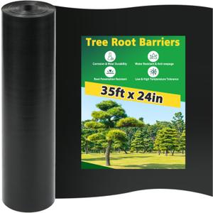 35ft x 24in x 60mil Tree Root Barrier, Heavy-Duty Bamboo Root Blocker | Landscape Edging Barrier for Tree Rings, Garden Borders, Driveways, Sidewalk Protection, Weed Control and Root Blocking