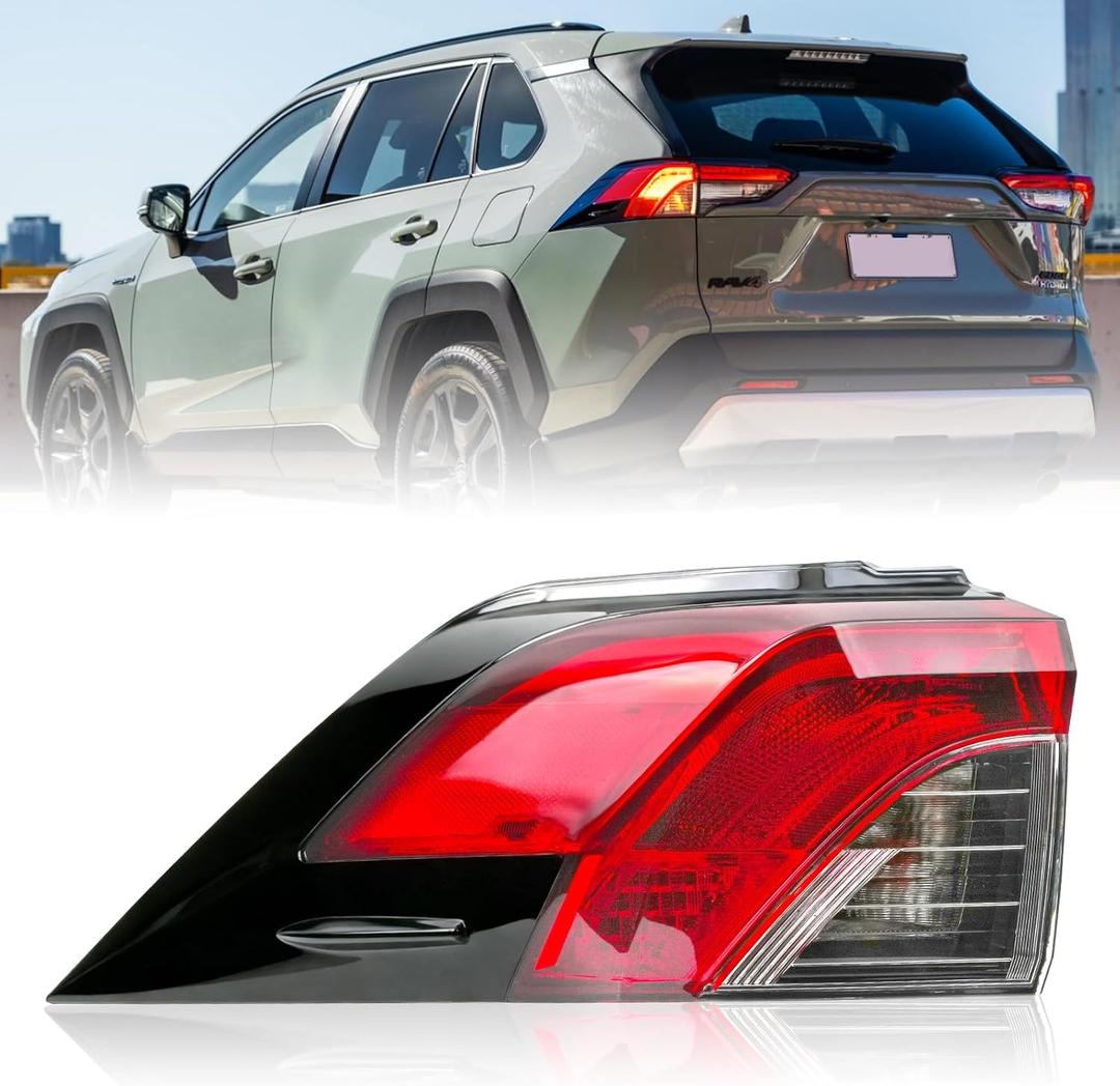 Left Outer Tail Light Assembly Compatible With 2019 2020 2021 2022 2023 2024 Toyota RAV4,Rear Taillights Brake Lamps with and Clear Lens Replaces 815600R090(Driver Side)