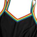 Milumia Women Casual Rainbow Stripe Print Cami Romper Knot High Waist Sport Jumpsuit (Black, L)