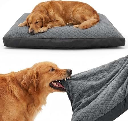 Indestructible Chew-Proof Dog Bed for Large Dogs, Durable Crate Bed
Large Sized Dog Bed for Aggressive Chewers, Waterproof & Washable Pet Couch with Removable Cover (Grey, L, 41"x27")