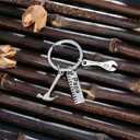 3 x lauhonmin Father Gift Papa Ruler Wrench Hammer Key Chain Ring Tool Charms Pendant My Dad Can Fix Anything for Men (Papa)