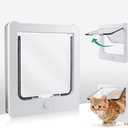 PETLESO Cat Door for Interior Door, Safety Small Pet Door for Interior Exterior Doors Wall with 4 Locks Way, Magnetic Closure Thin Door for Cats Doggie, White