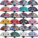 Blulu 12 Pcs Chinese Folding Fans Bulk Zodiac Japanese Hand Fan Foldable Handheld Oriental Asian for Women Men Line Dance Graduation Party Stage Performance Music Festival Cosplay Decoration Club Gift