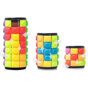 3D Puzzle Rainbow Magic Cube Fidget Toys Cylinder Rotate Slide 3 / 5 / 7 Layers Educational Games Easter Gift for Boys Girls Kids Children Adults (Pack of 3 Pieces)