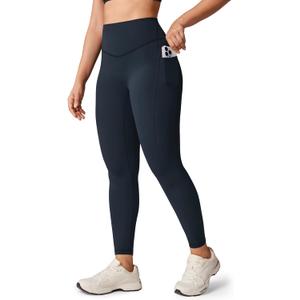 Hugcurve No Front Seam High Waisted Workout Leggings with Pockets for Women Buttery Soft Yoga Pants Gym Tights - 25'' (Medium, Twilight Blue)