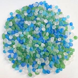 Sea Glass Stones, 0.85LB/385g Mix Blue Aquarium Gravel Rocks, Blue Green White Pebbles for Fish Tank, Sea Glass for Vase Filler Craft