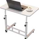 Adjustable Height Mobile Computer Desk, Small Standing Desk with Wheels, Portable Stand Up Desk, Mobile TV Tray Table Rolling Desk for Home Office, Study, and Small Spaces, White