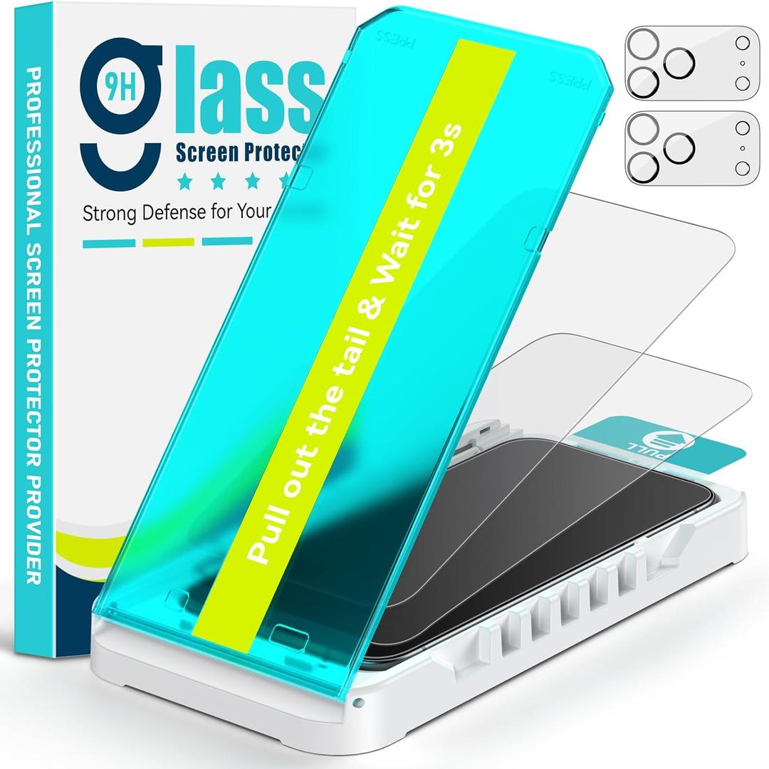 2 Pack Matte Glass Screen Protector for iPhone 17 Pro 6.3-inch with Auto Fit Box + 2 Pack Camera Lens Protector, Anti-Glare Anti-Fingerprint Tempered Glass, Dust Free Installation