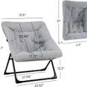 Comfy Saucer Chair for Adults, Soft Faux Fur Bedroom Chair, Accent Dorm Chairs, Flexible Living Room Reading Chairs, Oversized Folding Seat for Teens, X-Large, Grey