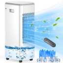 Portable Air Conditioner Ac Unit,BIESQYA Evaporative Swamp Cooling Fan with Humidifier,3-IN-1 windowless Ventless cooler for Room Offices,Remote,3 Speed,7H Timer,3L Water Tank,3 Ice Pack