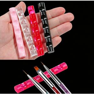 4-Color Acrylic Crystal Pen Holder Nail art painting pen holder Brush Organizer for Nail Art, Gel Polish & Desk Accessories 360° Rotating Display Stand (Pink/Red/black/Clear)