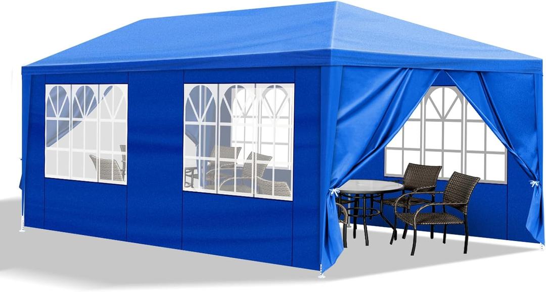 10x20 Canopy Tent Party Tent with 6 Sidewalls, Blue