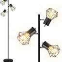 BoostArea Industrial Floor Lamp,Standing Lamp,Farmhouse Tree Floor Lamps with 3 Adjustable Cage Heads,E26 Socket,Independent Control,Floor Lamp for Living Room,Bedroom,Rustic Home(No Bulb)