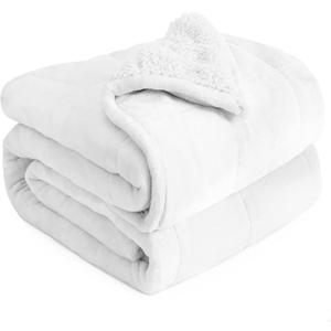 Weighted Blanket 20lbs, Flannel Cozy Plush Blankets, Fuzzy Flannel Bedding Blanket Throw for Twin Full Bed, Minky Soft Blanket for Sofa Bed 60 x 80 inches, White